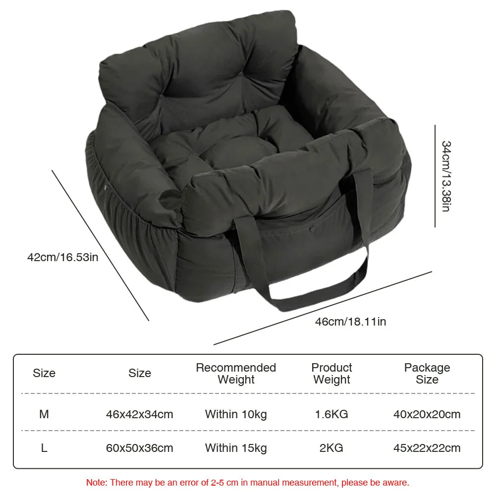 Pet Car Seat Bed With Side Pocket