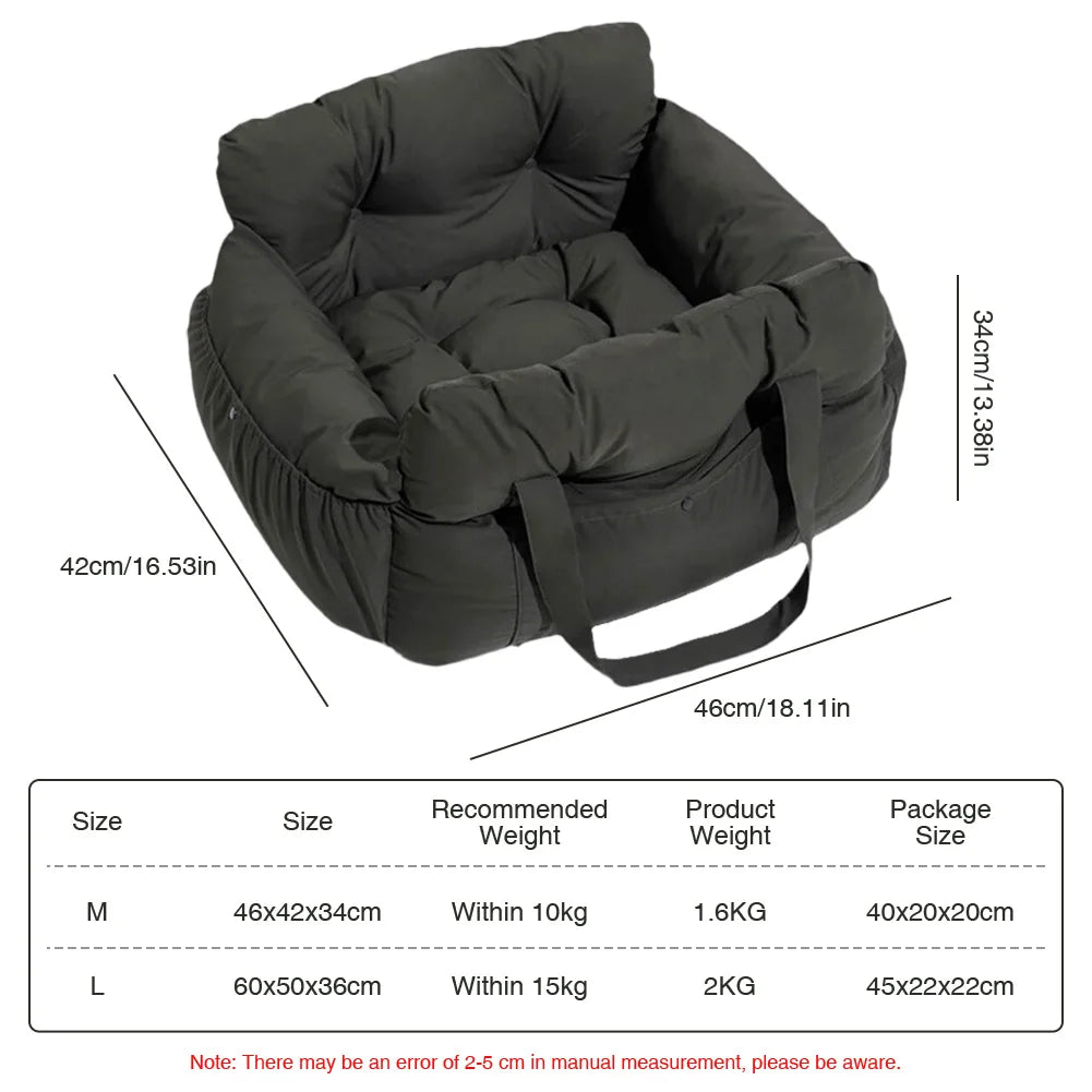 Pet Car Seat Bed With Side Pocket