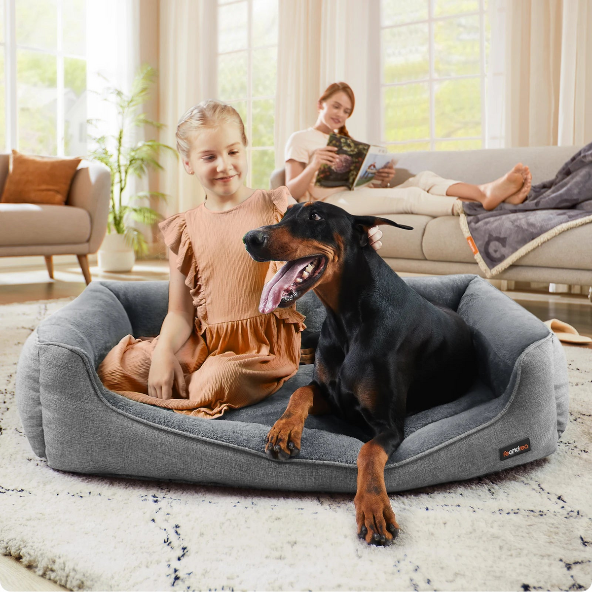 Linen-Look XXL Dog Sofa Bed